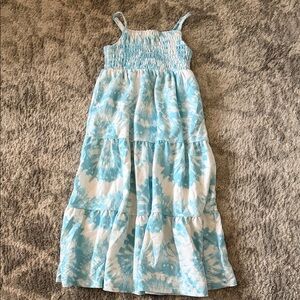 Blue and White Tie-Dye Kids Dress